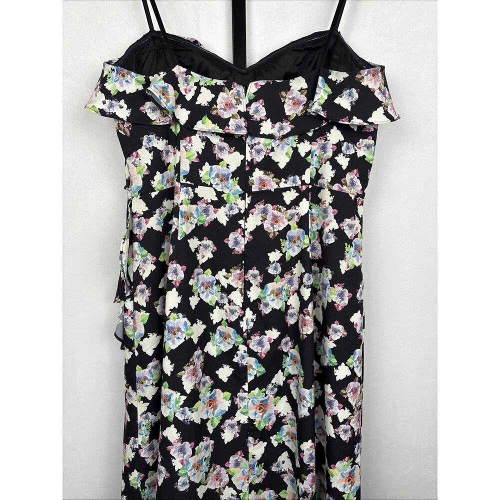 Aidan Mattox Strapless Floral Maxi Dress Women's 12 Black Hi-Low Ruffle Party - Picture 8 of 13